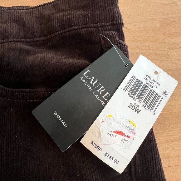 Lauren Ralph Lauren Black Label Women's Plus Size 20W Corduroy Mid Rise Pants - Picture 9 of 10